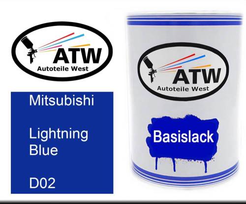 Mitsubishi, Lightning Blue, D02: 500ml Lackdose, von ATW Autoteile West.